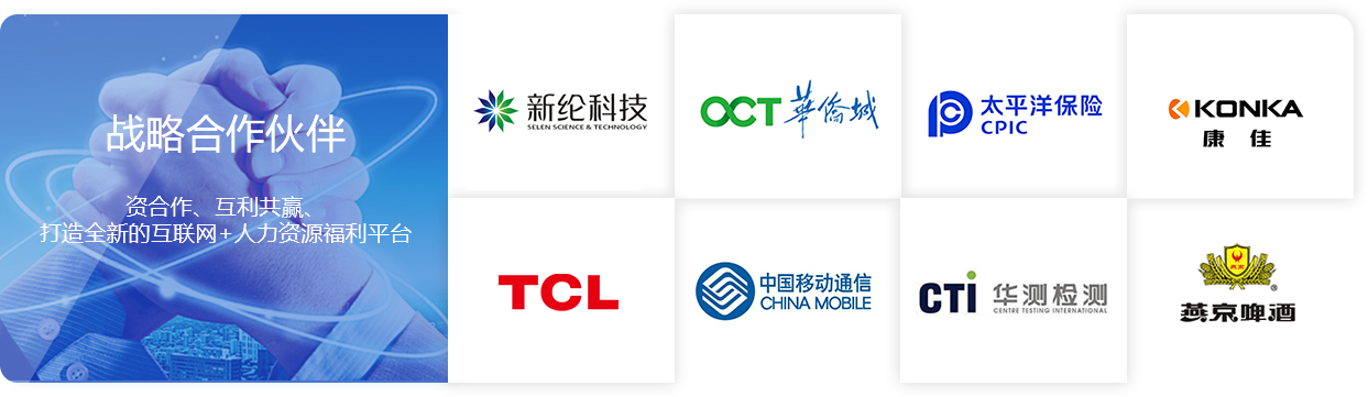 戰略合作伙伴：資合作、互利共贏、打造全新的互聯網+人力資源福利平臺